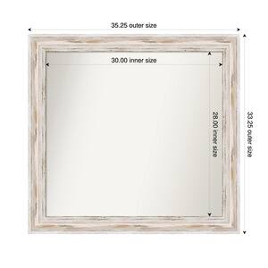 Alexandria Whitewash 35.25 in. x 33.25 in. Custom Non-Beveled Wood Framed Bathroom Vanity Wall Mirror