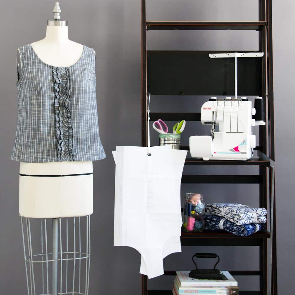Compact White and Gray Portable Serger Machine