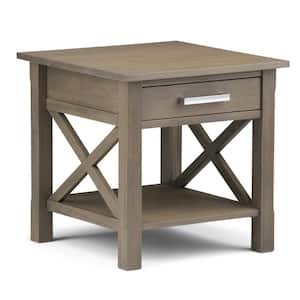 Kitchener Solid Wood 21 in. Wide Square Contemporary End Side Table in Farmhouse Grey