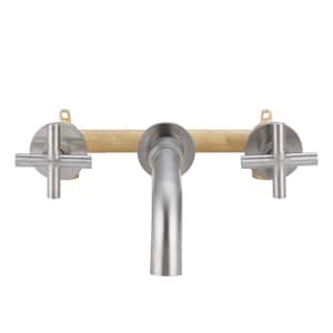 8 in. Widespread Double-Handle Wall Mounted Bathroom Sink Faucet in Brushed Nickel