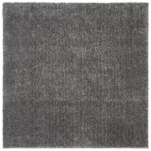 August Shag Gray 3 ft. x 3 ft. Square Solid Area Rug