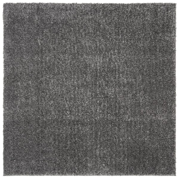 SAFAVIEH August Shag Gray Doormat 3 ft. x 3 ft. Square Solid Area Rug