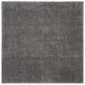 August Shag Gray 7 ft. x 7 ft. Square Solid Area Rug