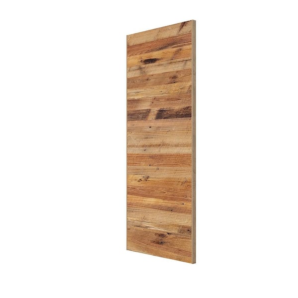 Urban Woodcraft 32 in. x 80 in. Horizontal Reclaimed Wood, Natural, Single Sided Barn Door Slab