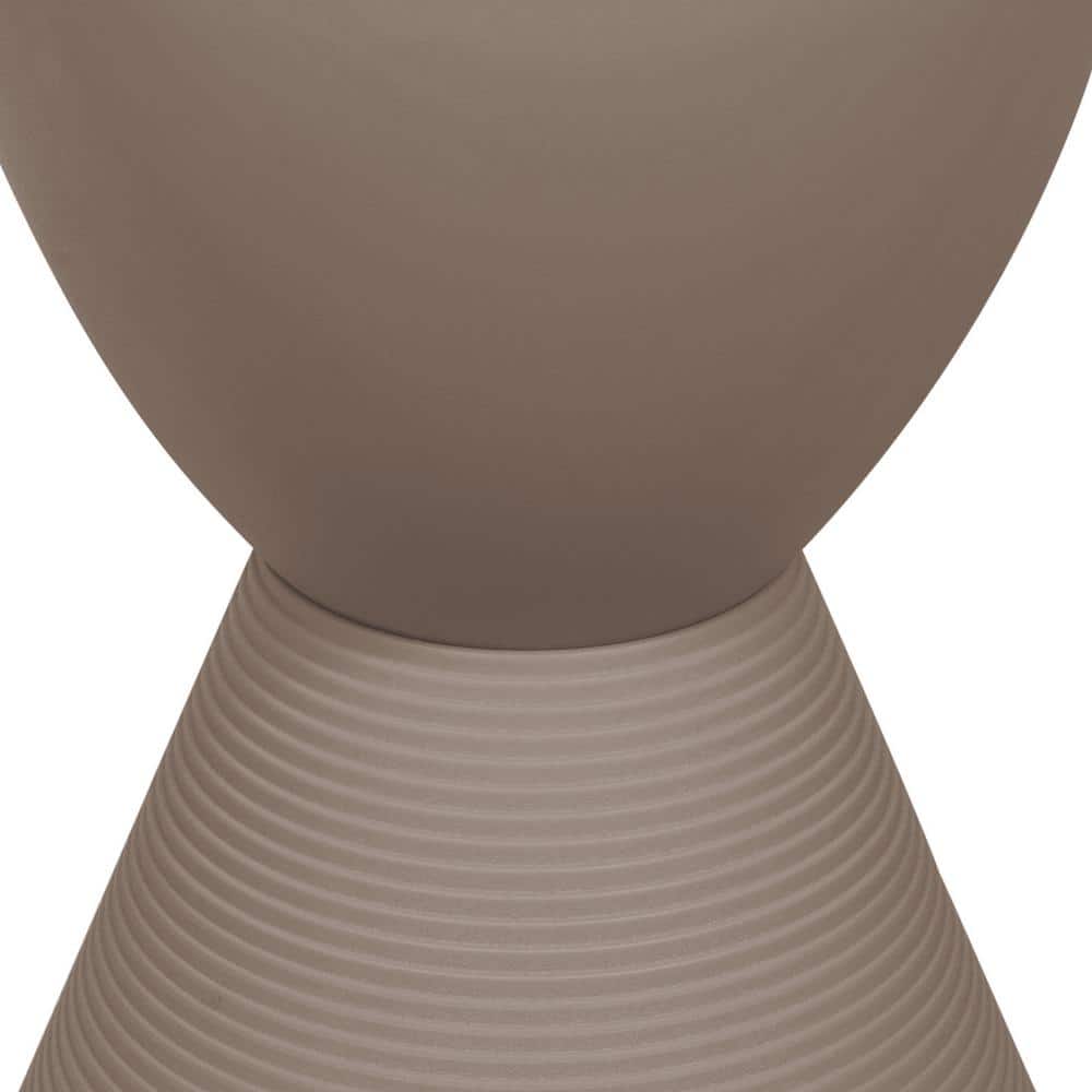 Taupe Round Ribbed Plastic Side Table