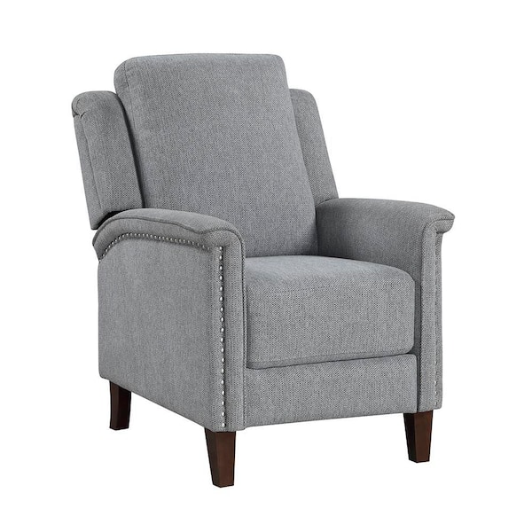 McCoy Gray Chenille Fabric Manual Push Back Recliner