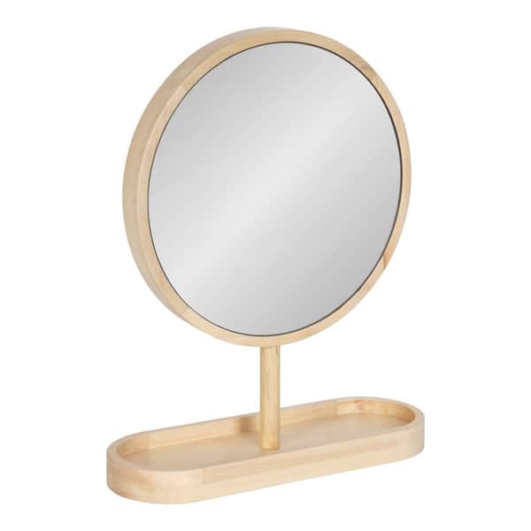 Kate and Laurel Travis 20.50 in. H x 16.50 in. W Round Wood Framed Natural Mirror