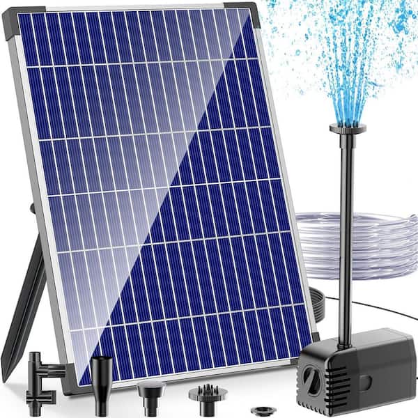 Solar Fountain Pump 12W Adjustable Flow 160GPH Solar Powered Water Pump with 16.5Ft Cord 6.6Ft Tubing for Ponds Gardens