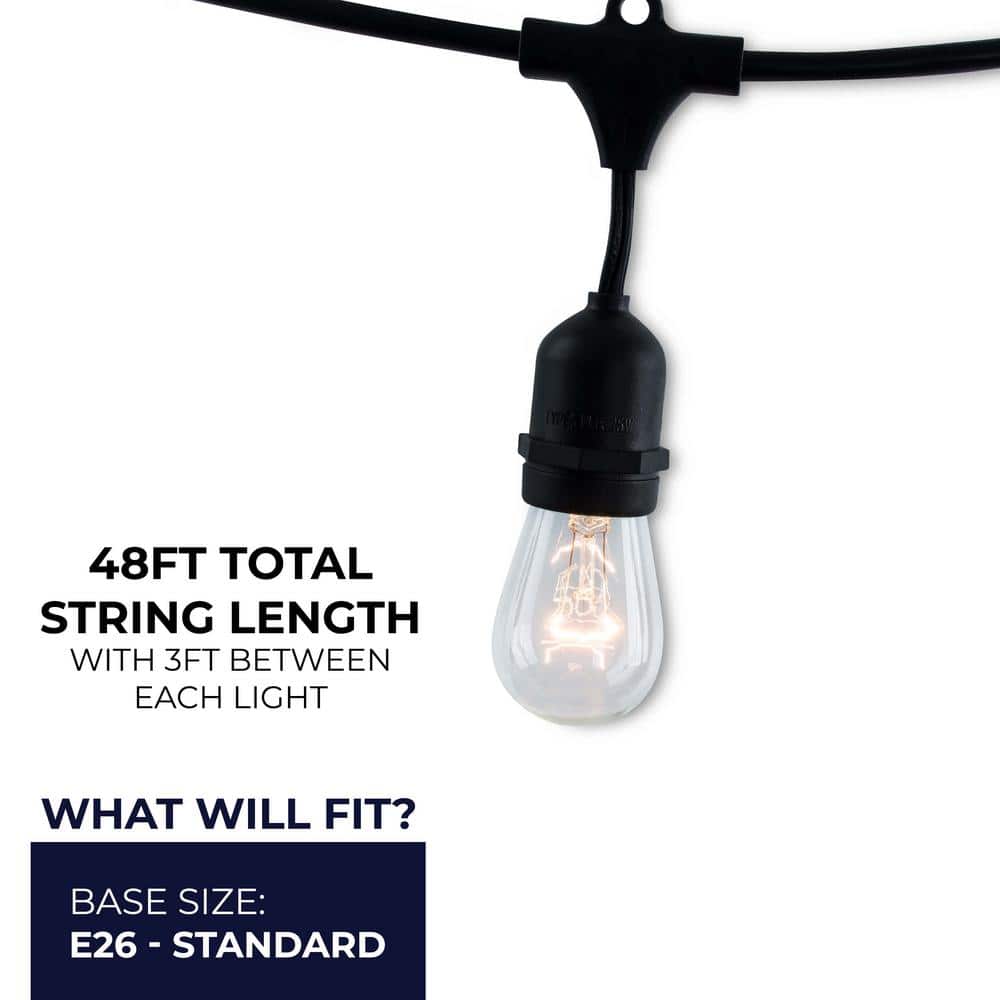 48-ft Warm White Outdoor Incandescent String Lights