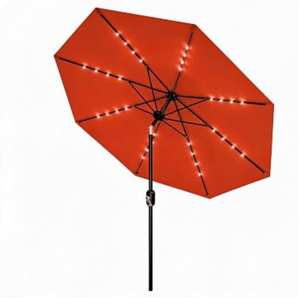 10FT Solar 40-LED Patio Table Umbrella with Crank & Tilt - Orange 8-Rib Outdoor Market Umbrella for Deck price history on PriceWatchPro