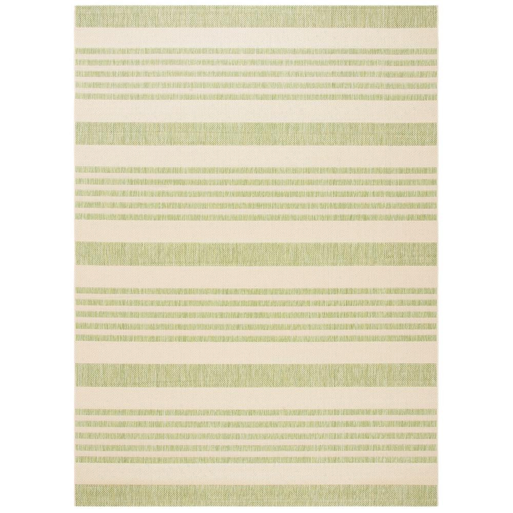 Green 8 ft. x 10 ft. Striped Polypropylene Indoor/Outdoor Area Rug