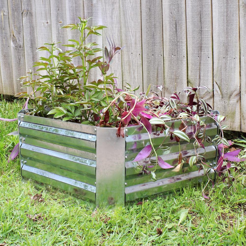 24" Square Galvanized Steel Raised Garden Bed in Silver