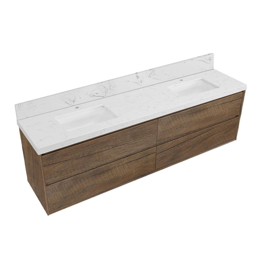 84 in. Floating Oak Bath Vanity with White Ceramic Top price history on PriceWatchPro