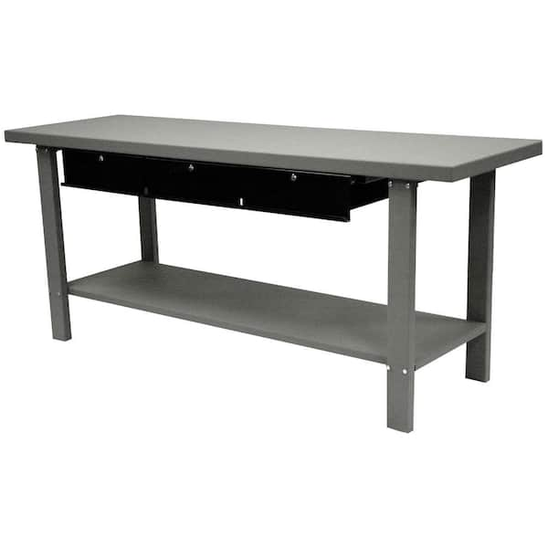 Homak Industrial 34 in. H x 78.75 in. W x 25.5 in. H Steel Workbench with 3-Drawer, Gray