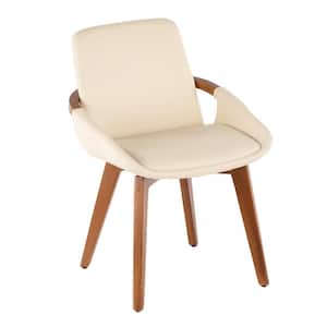 Cosmo Walnut Wood and Cream Faux Leather Chair