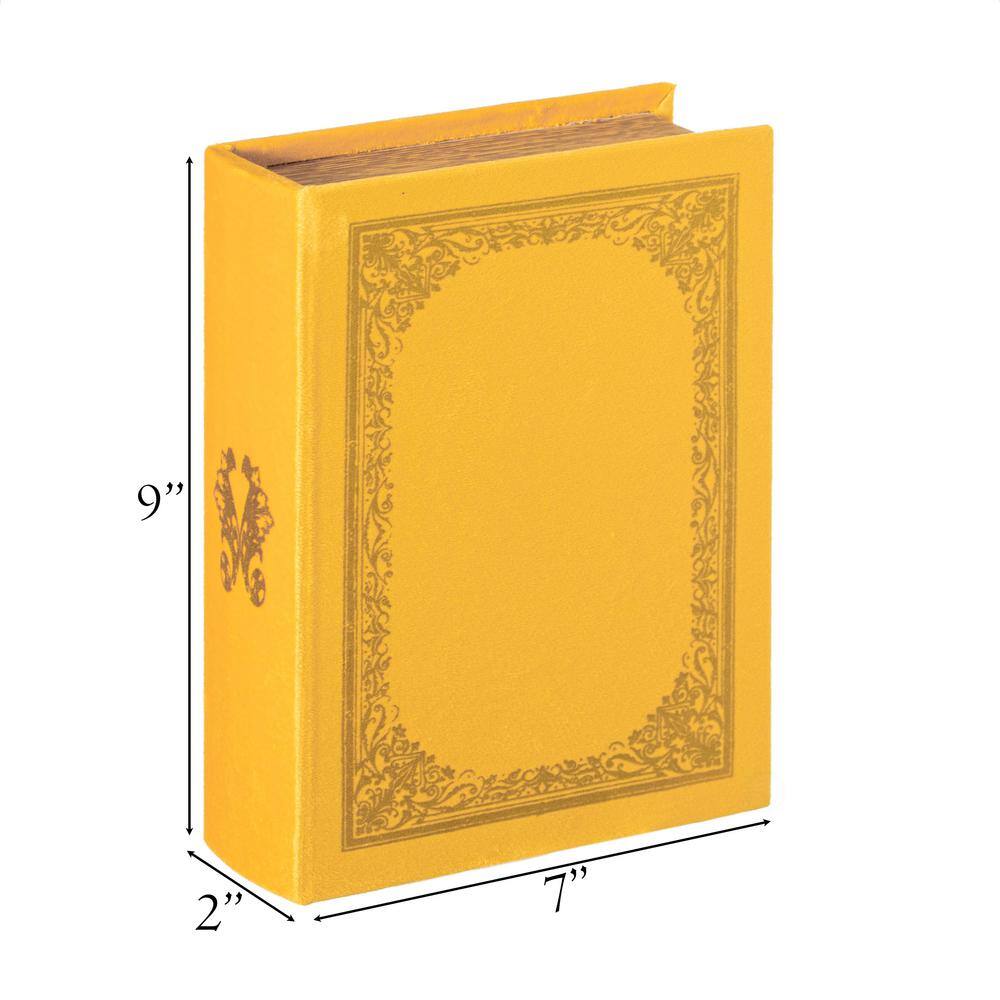 Set of 4 Yellow Vintage Book Shaped Wooden Storage Boxes