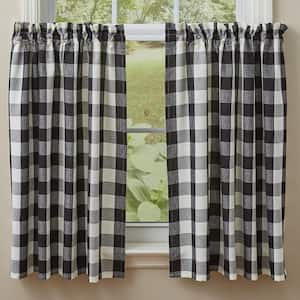 Wicklow Black Check Cotton Tier 72 in. w x 36 in. L Rod Pocket Light Filtering Curtain (Set of 2)