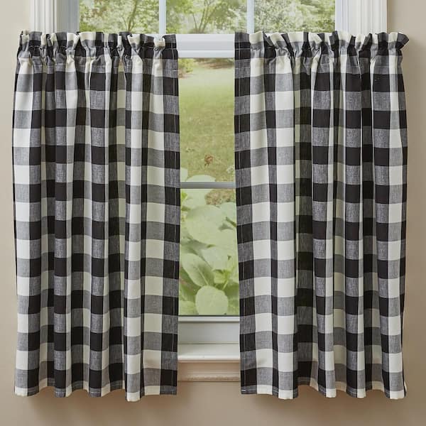 Park Designs Wicklow Black Check Cotton Tier 72 in. w x 36 in. L Rod Pocket Light Filtering Curtain (Set of 2)