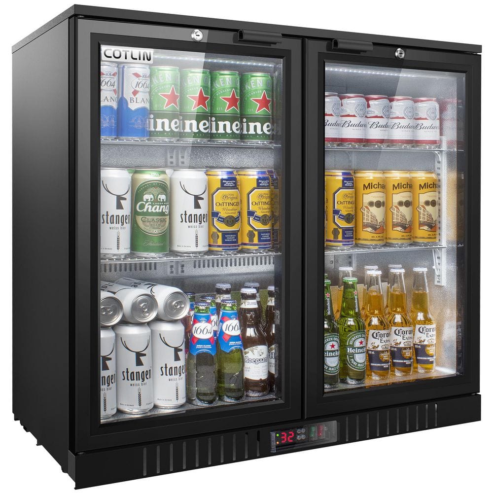 36 in. 7.4 cu. ft. Commercial Refrigerator in Black with Auto Defrost, ETL Certified, 192-Cans, Beverage Refrigerator