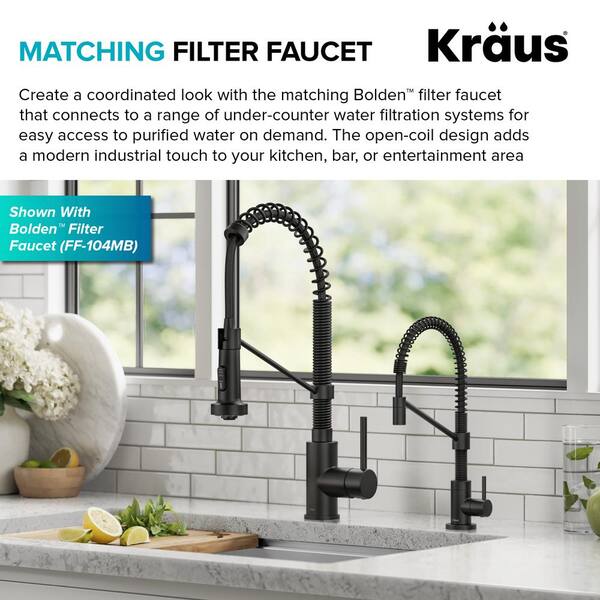 Kraus Bolden Stainless Steel/Matte Black 1-Handle Deck-Mount Pull-Down Handle Kitchen Faucet Kraus Bolden Stainless Steel/Matte Black 1-Handle Deck-Mount Pull-Down Handle Kitchen Faucet