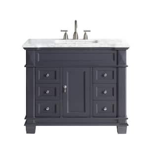 Dorian 42 in. W x 22 in. D x 35.63 in. H Single-Sink Freestanding Bath Vanity in Charcoal Gray with Carrara Marble Top