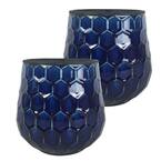 Honeycomb 8 in. Dia Cobalt Blue Ceramic Indoor Pot (2-Pack)