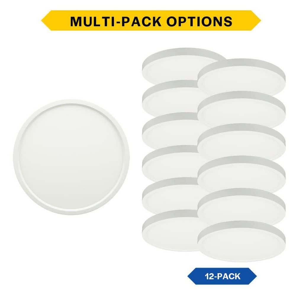7 in. Surface Mount Disk Adjustable CCT IC Rated Dimmable Indoor Outdoor Integrated LED Recessed Trim 12-Pack price history on PriceWatchPro