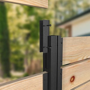 Modular Fencing Matte Black Aluminum 1x6 Wood Board Bracket for an Outdoor Privacy Fence System
