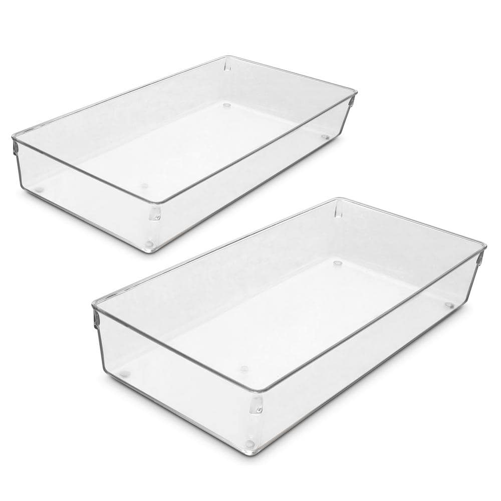 16 in. L x 8.25 in. H Drawer Organizer and Storage Clear 2 Pack, Durable, M