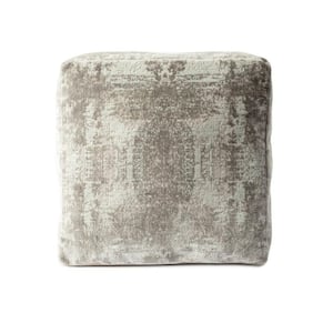 Amelia Gray Cotton Square Cube Ottoman