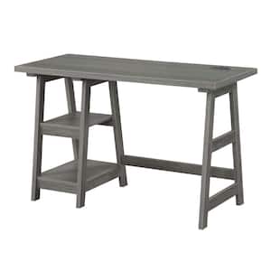 Designs2Go 47 in. Rectangular Charcoal Gray MDF Writing Desk with Charging Station