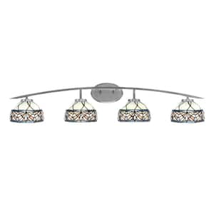 Siena 40 in. 4-Light Graphite Vanity-Light Graphite with 7 in. Royal Merlot Art Glass Shades No Bulbs Included