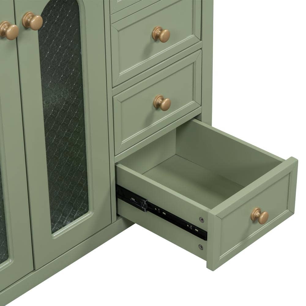 36-Inch Green Solid Wood Vanity with Ceramic Sink