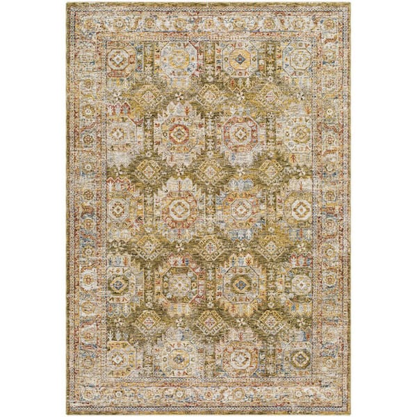 Mona Lisa Light Sage Traditional Border 12 ft. x 15 ft. Area Rug