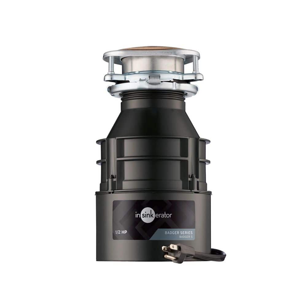 InSinkErator Badger 5, 1/2 HP Continuous Feed Kitchen Garbage Disposal with Power Cord, Badger Series
