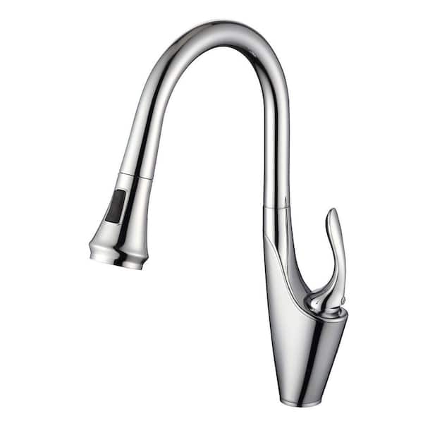 Chrome 17 in. Pull Down Sprayer Kitchen Faucet with 360° Spout Swivel