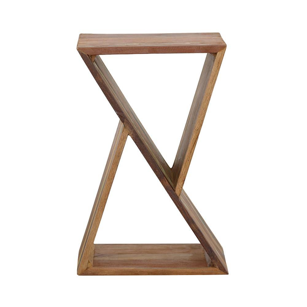 Modern Hourglass Reclaimed Wood Geometric Accent Table