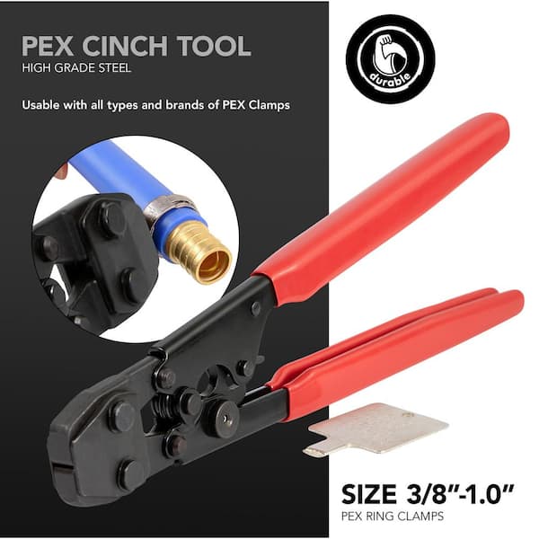 1/2 in. x 300 ft. PEX Tubing Plumbing Kit - Crimper and Cutter Tools Tubing Elbow Cinch Half Clamp - 1 Red 1 Blue 1/2 in. x 300 ft. PEX Tubing Plumbing Kit - Crimper and Cutter Tools Tubing Elbow Cinch Half Clamp - 1 Red 1 Blue