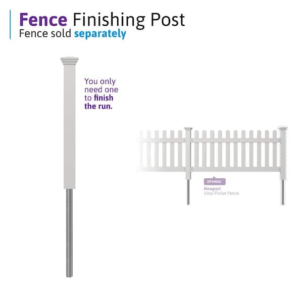 Zippity Outdoor Products No-Dig 2 in. x 3-1/2 in. x 3-1/4 ft. Newport Finishing Vinyl Fence Post Zippity Outdoor Products No-Dig 2 in. x 3-1/2 in. x 3-1/4 ft. Newport Finishing Vinyl Fence Post