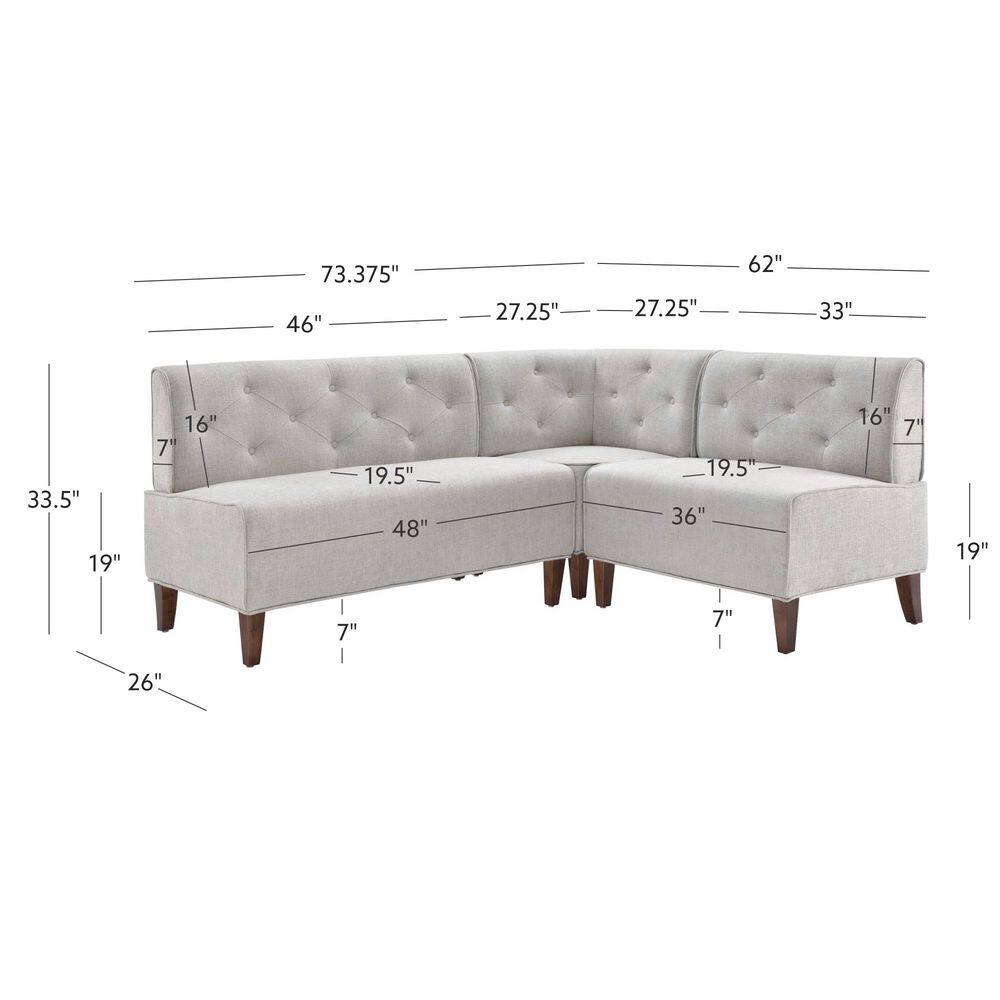 Trapp Corner Nook 73.37 in. Tan Dining Bench High Back - thumbnail 3