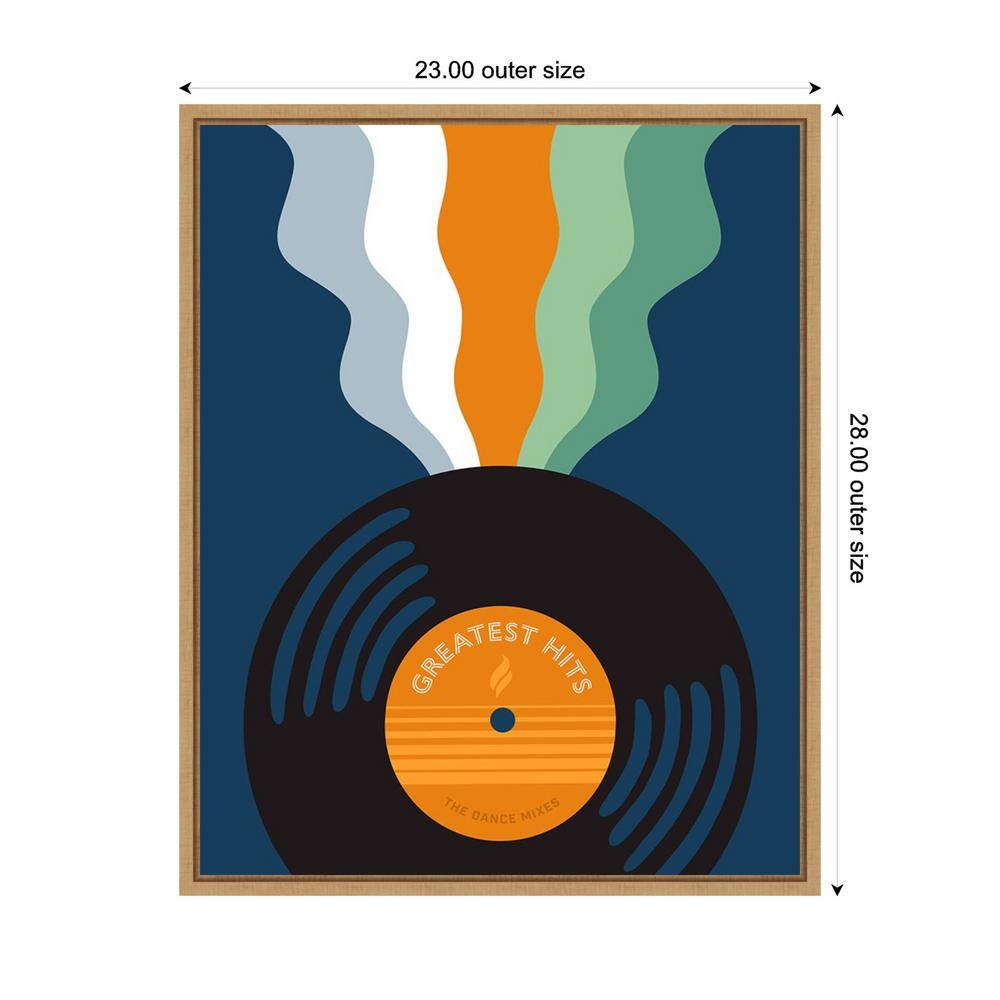 Retro Mixtape and Vinyl III Canvas Print with Maple Frame