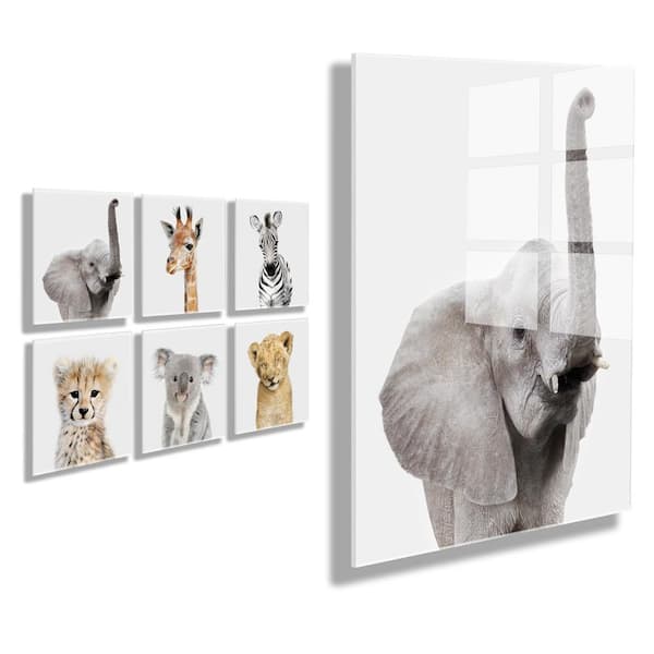 Kate and Laurel Safari Animal by Amy Peterson Unframed Floating Acrylic Animal Wall Art Print 10 in. x 10 in. (Set of 6)