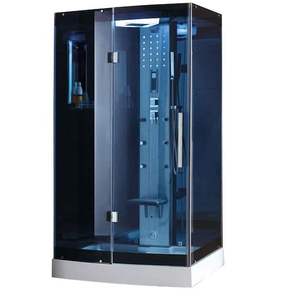 Ariel WS-300A 48 in. x 36 in. x 85 in. Steam Shower Enclosure Kit in Blue Tempered Glass