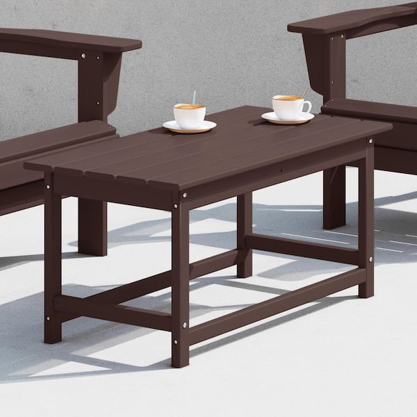 Mason Dark Brown Poly Plastic Fade Resistant Outdoor Patio Rectangle Adirondack Coffee Table