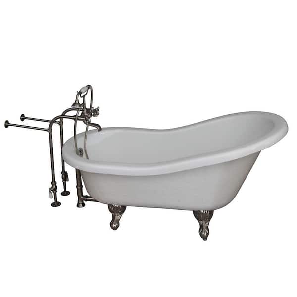 Barclay Products 5 ft. Acrylic Ball and Claw Feet Slipper Tub in White with Brushed Nickel Accessories