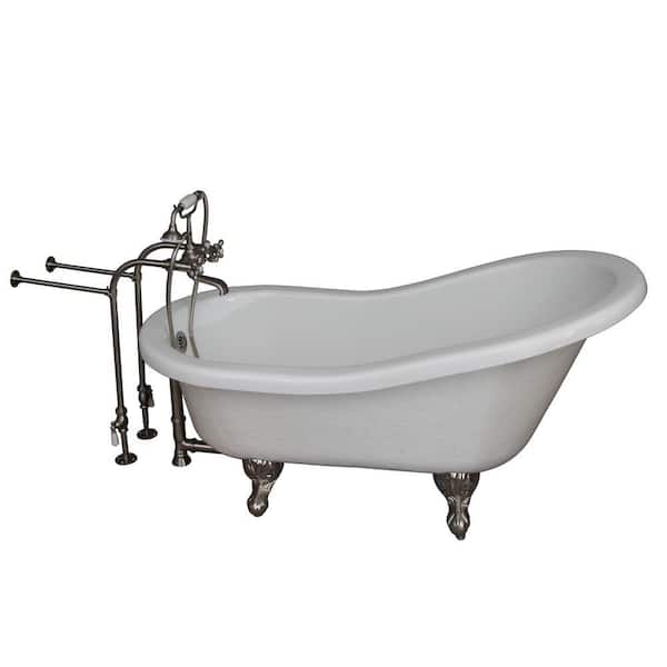 Barclay Products 5.6 ft. Acrylic Ball and Claw Feet Slipper Tub in White with Brushed Nickel