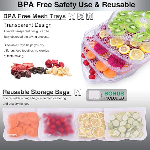 Dehydrator, Fruit & Vegetable Dryer with 5 BPA-Free Adjustable Trays, –  AICOOK