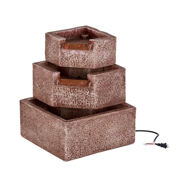 Smart Garden Cascadia Falls Electric Corner Fountain with LED's in Weathered Sienna Finish