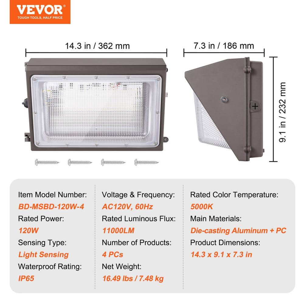 120W LED Wall Pack Lights with Intelligent Light Sensing