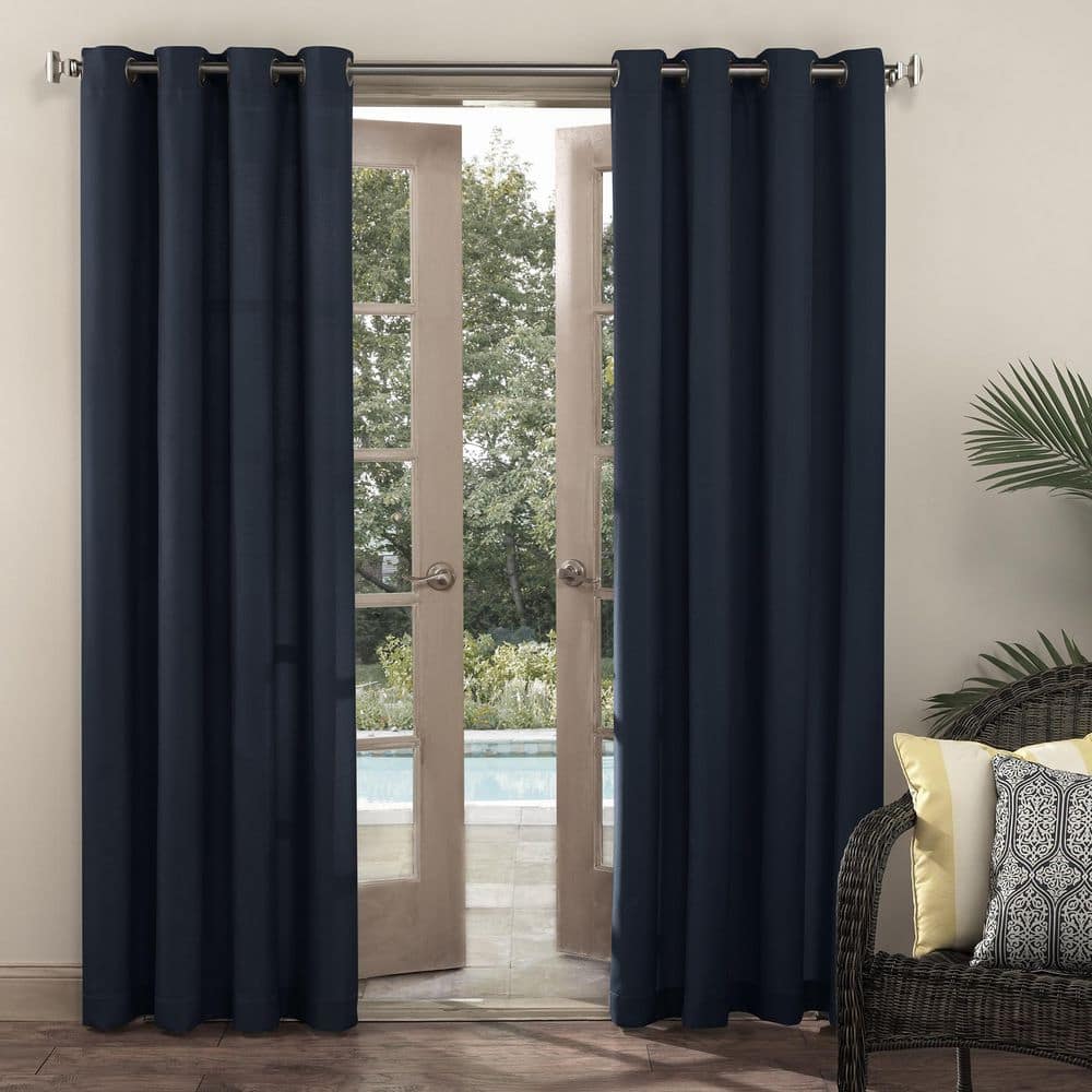 Navy Blue Polyester Blackout Grommet Window Panel 54" x 94.5"